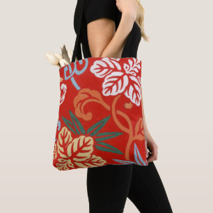 Bolso De Tela Chinoiserie Floral Hawaiano Rojo Kimono Japonés