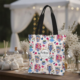 Bolso De Tela Chinoiserie Floral Wedding Welcome Bag Tote