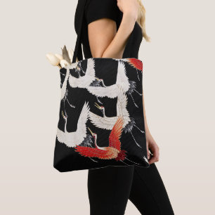 Bolso De Tela Chinoiserie Grulla Voladora Zen Kimono Minimalista