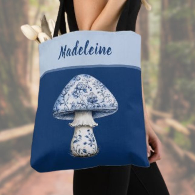 Bolso De Tela Chinoiserie Mushroom iBlue White on Navy Monogram  (Subido por el creador)
