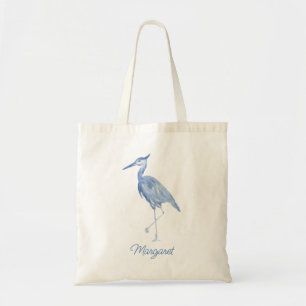 Bolso De Tela Chinoiserie Watercolor Blue Heron