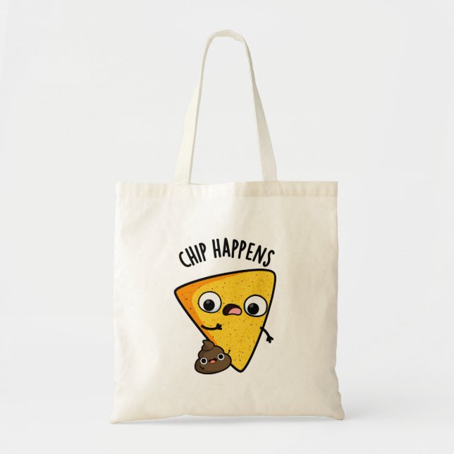 Bolso De Tela Chip Happens Funny Poop Pun (Frente)