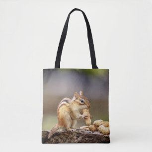 Bolso De Tela Chipmunk comiendo un cacahuete