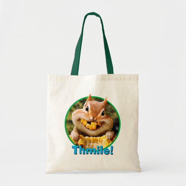 Bolso De Tela Chipmunk Eating Corn (Frente)