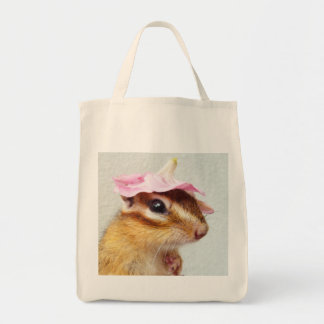 Bolso De Tela Chipmunk wears flower hat