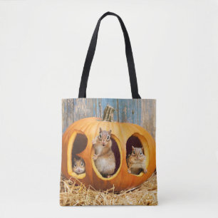 Bolso De Tela Chipmunks dentro de Boo Jack-o Lantern