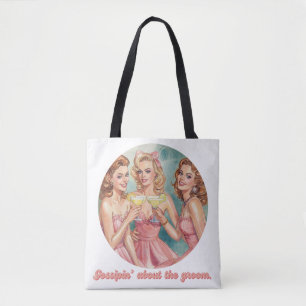 Bolso De Tela Chismorreando Sobre el Novio Retro Damas de Honor