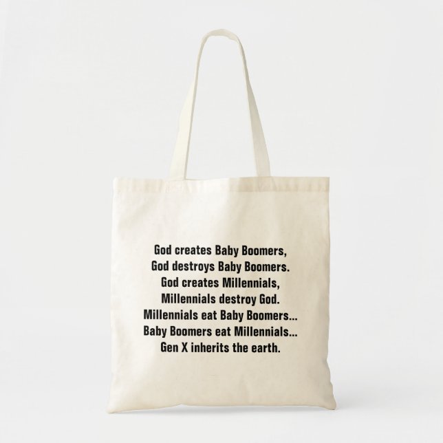 Bolso De Tela Chiste milenario del nacido en el baby boom (Frente)