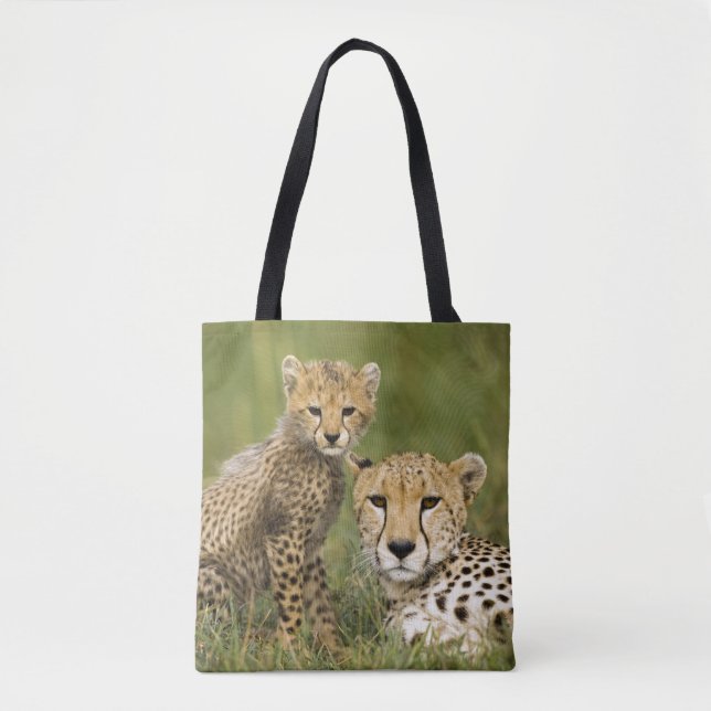 Bolso De Tela Chita, Acinonyx jubatus, con Cub (Anverso)