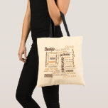 Bolso De Tela Chocoholic Multilingual Chocolate Typography<br><div class="desc">Do you or someone you know have a sweet tooth? Check out this jumbo black tote adorned with the words chocolate, almonds and dark chocolate text in English, French and German in a variety of font styles, sizes and colors. Great reusable bag for shopping, baby items or use it as...</div>