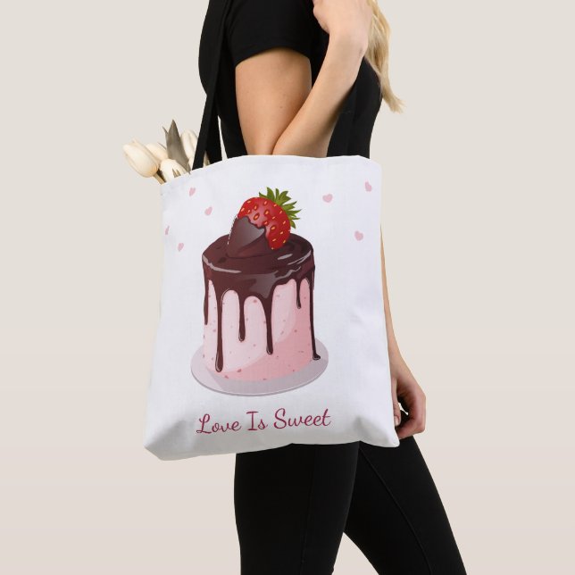 Bolso De Tela Chocolate Covered Strawberry Cake Love is Sweet (Detalle)