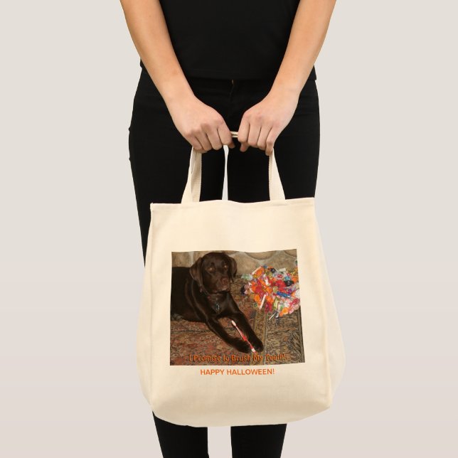 Bolso De Tela Chocolate de Halloween Labrador Perro con Dulce (Anverso (producto))