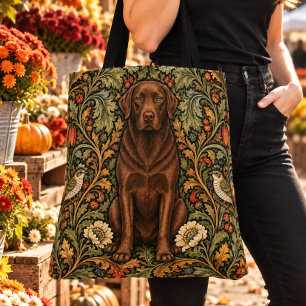 Bolso De Tela Chocolate Lab de William Morris Floral Vintage