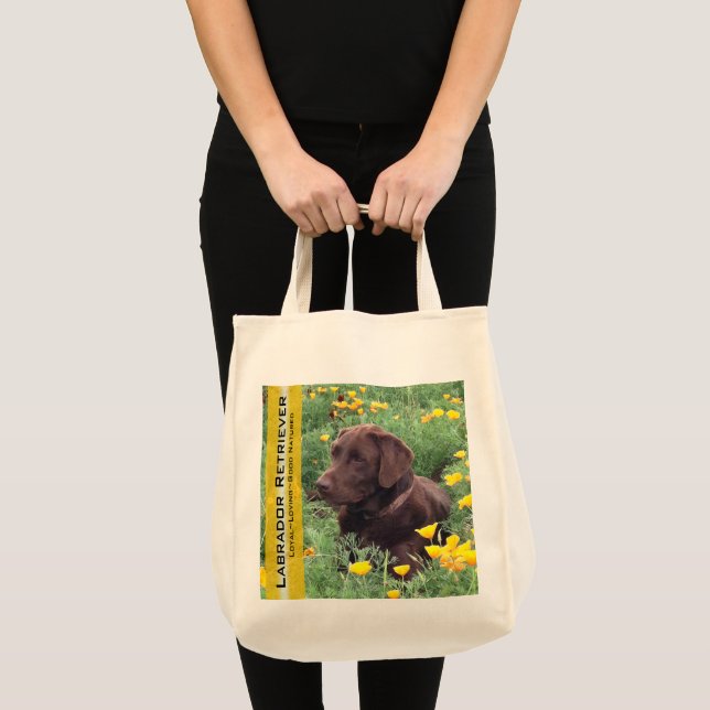 Bolso De Tela Chocolate Lab reutilizable en parche de amapola de (Anverso (producto))