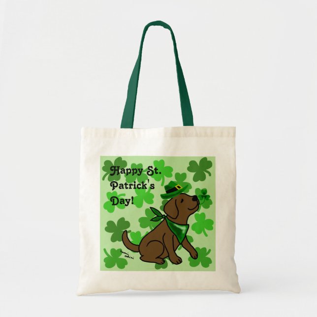 Bolso De Tela Chocolate Labrador del día de St Patrick (Frente)