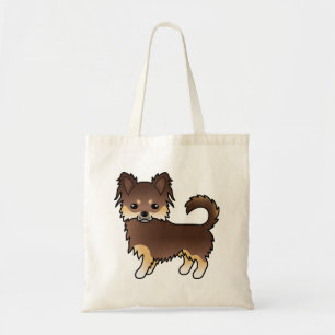 Bolso De Tela Chocolate Y Perro Chihuahua De Tan Largo Abrigo