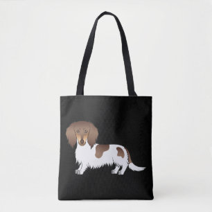 Bolso De Tela Chocolate y Tan Piebald Long Hair Dachshund Dog
