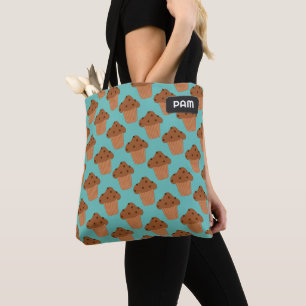 Bolso De Tela Choque los pasteles Muffin con el nombre personali