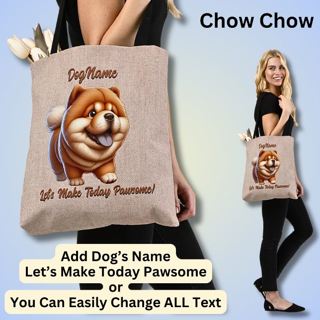 Bolso De Tela Chow Chow - Añadir nombre de perro, cambiar texto (Subido por el creador)