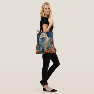 Bolso De Tela Chow Chow de Halloween con Calabazas Espeluznante
