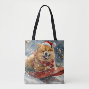 Bolso De Tela Chow Chow Dog en Sledge Let it Snow Navidades