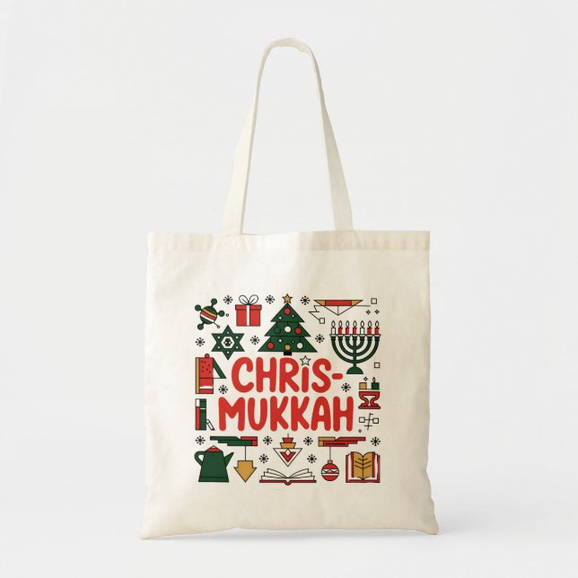 Bolso De Tela Chrismukkah Hanukkah Navidades judío Religioso (Frente)