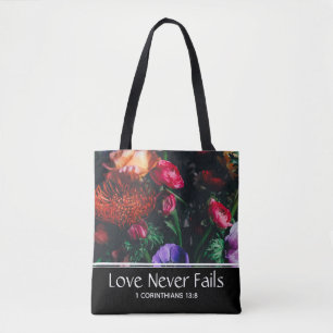 Bolso De Tela Christian Floral Valentine AMOR NUNCA FRACASA