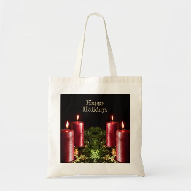 Bolso De Tela Christmas Celebration Red Candles Winter Holidays (Frente)