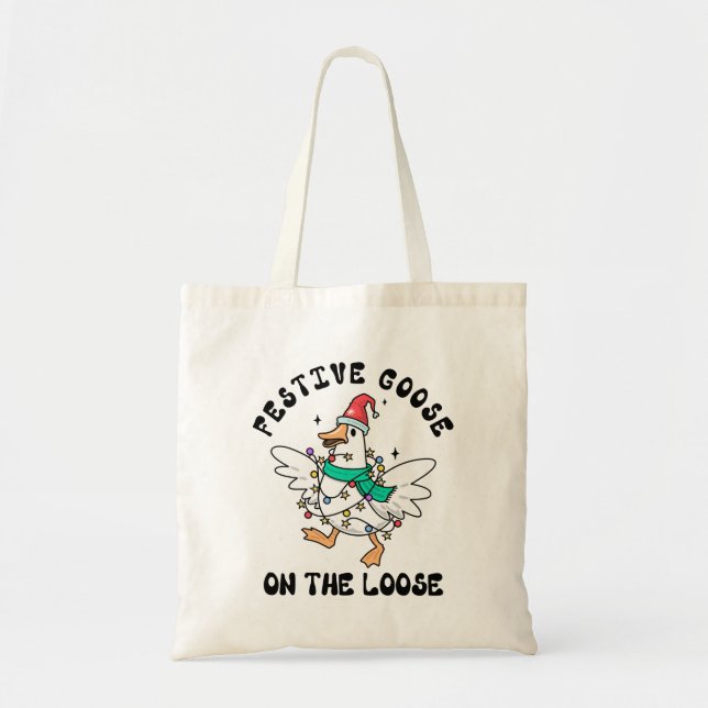 Bolso De Tela  Christmas Festive Goose on the Loose (Frente)