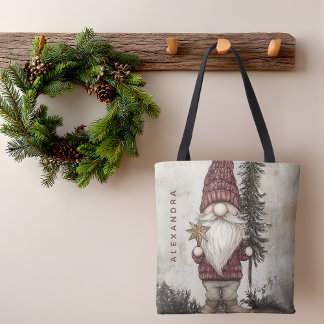 Bolso De Tela Christmas Gnome for the Holidays Custom Name 
