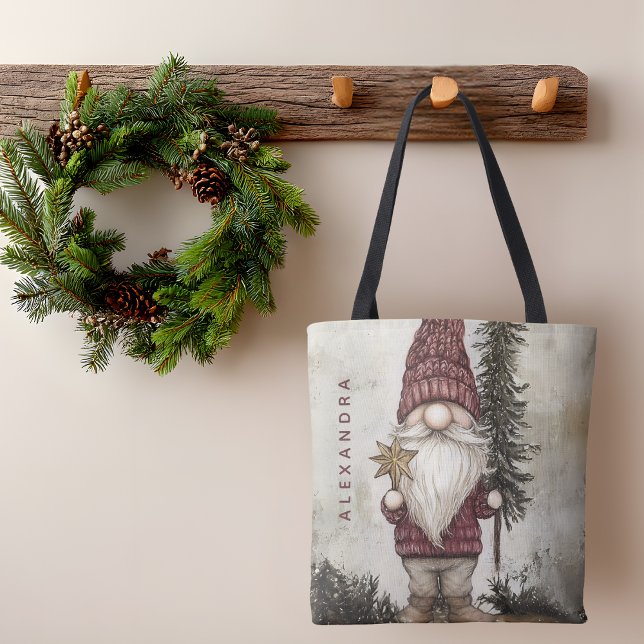 Bolso De Tela Christmas Gnome for the Holidays Custom Name  (Subido por el creador)