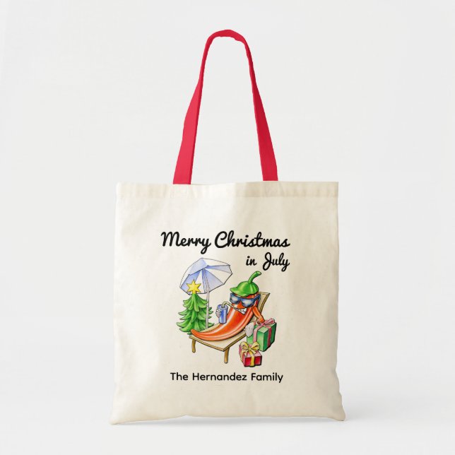 Bolso De Tela Christmas in July Funny Summer Chili Custom Family (Frente)