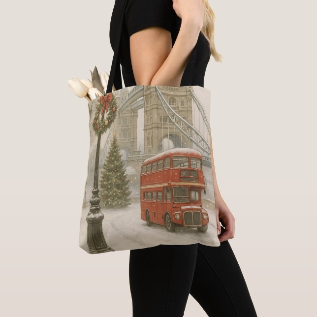 Bolso De Tela Christmas in London Tote Bag – Holiday Decor (Detalle)