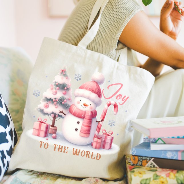 Bolso De Tela Christmas Joy to the World Tote Bag (Personalize this cute tote bag that says Joy to the world. )