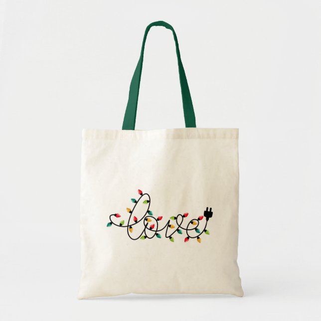 Bolso De Tela Christmas Lights Love (Frente)