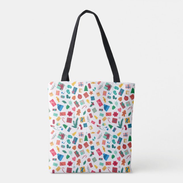 Bolso De Tela Christmas motif pattern in bright colours (Reverso)