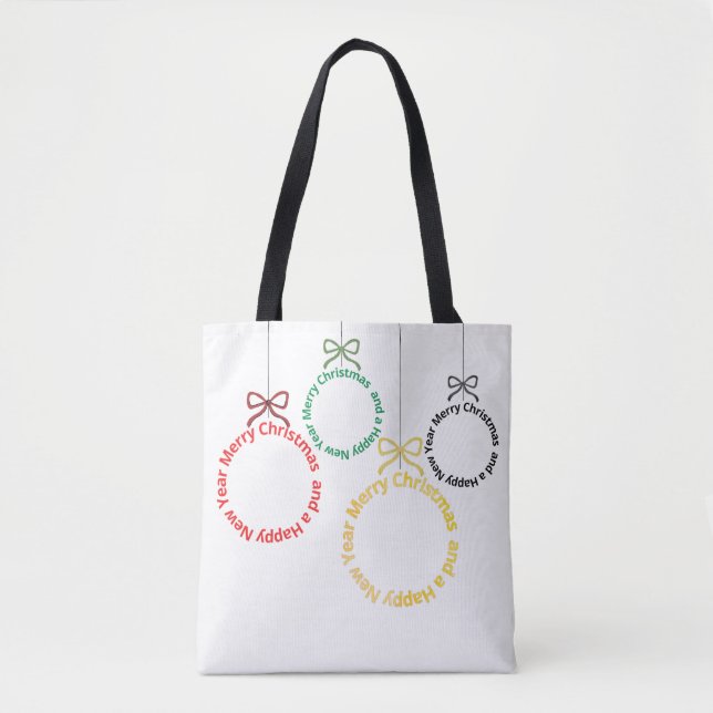Bolso De Tela Christmas Ornaments Text Design (Anverso)