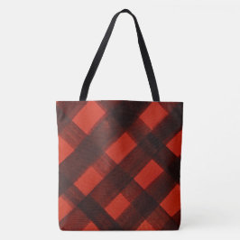 Bolso De Tela Christmas Painted Red Black Plaid Tartan Holiday