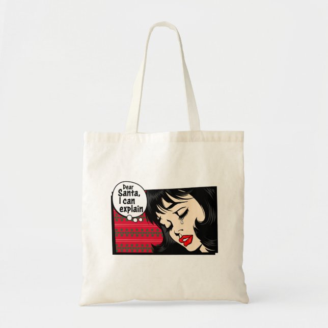 Bolso De Tela Christmas Pop Art Girl Santa I Can Explain (Frente)