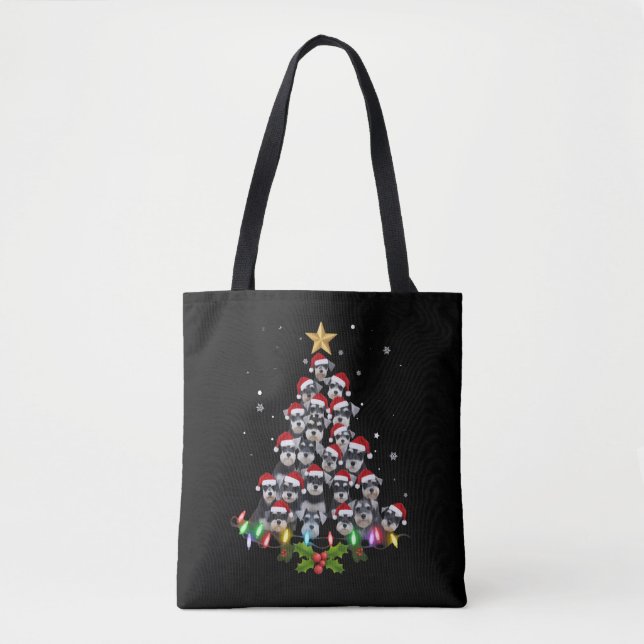 Bolso De Tela Christmas Schnauzer Dog Tree Xmas Pet Animal (Anverso)