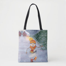 Bolso De Tela Christmas snowman walking