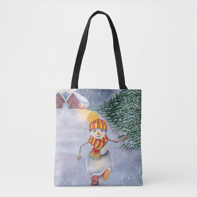 Bolso De Tela Christmas snowman walking (Anverso)