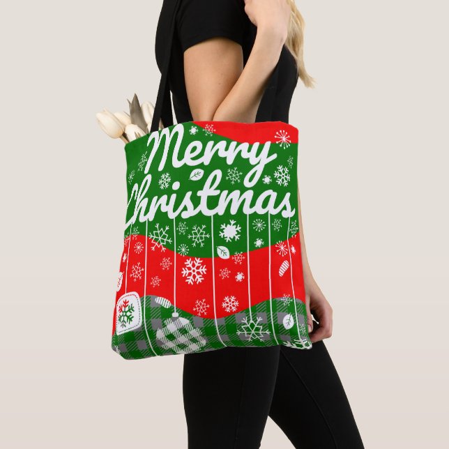Bolso De Tela Christmas Tote Bag – White Ornaments (Detalle)