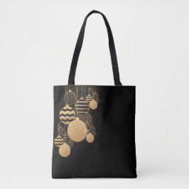 Bolso De Tela Christmas tote bag with baubles - black background