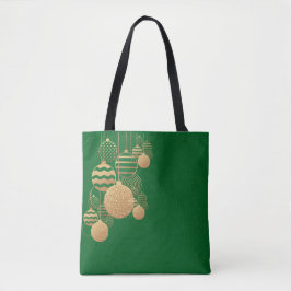 Bolso De Tela Christmas tote bag with baubles - green background