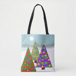 Bolso De Tela Christmas Tree Scene Tote