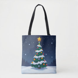 Bolso De Tela Christmas Tree with Snow Tote