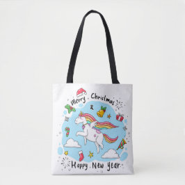 Bolso De Tela Christmas Unicorn
