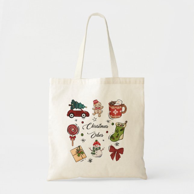 Bolso De Tela Christmas Vibes Holiday Sticker Pack (Frente)