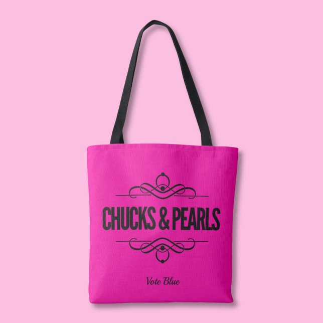 Bolso De Tela Chucks y Perlas Votan Kamala Hot Pink Tote Bag (Subido por el creador)